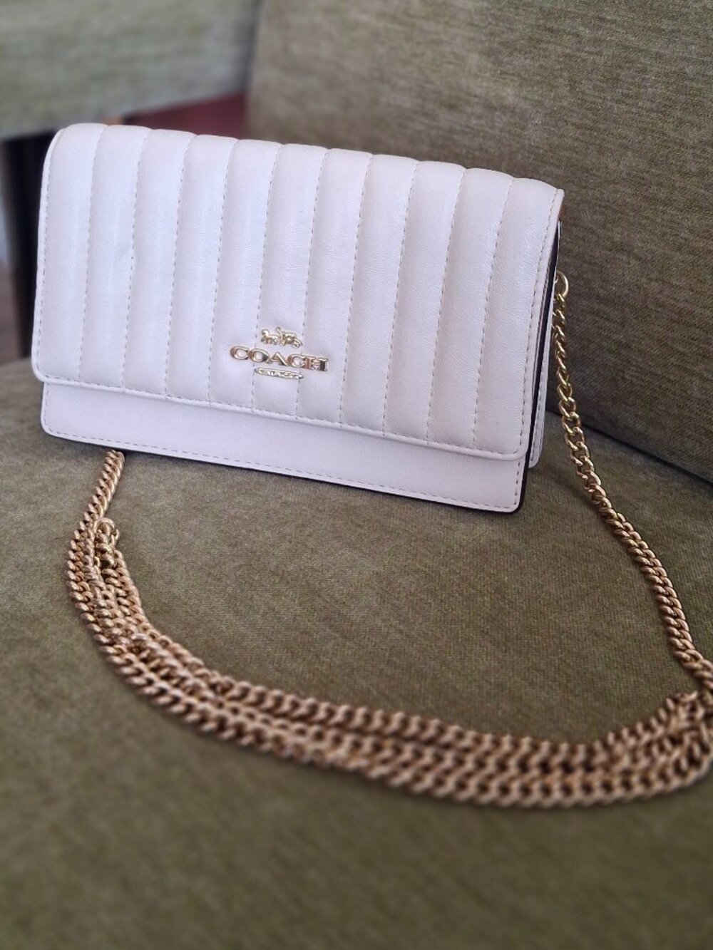 COACH Klare Cream Quilted Leather Croosbody Bag